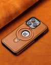 Leather for Magsafe Case For iPhone 16 15 Pro Max 14 Plus 16Pro Luxury Protection Magnetic Ring Holder Back Cover