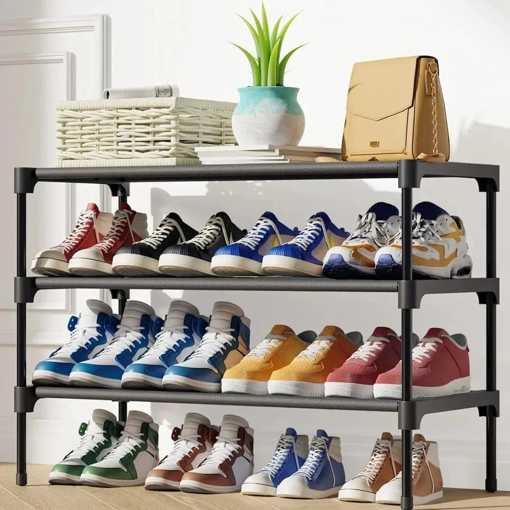 4 Tier Shoe Storage Cabinet Simple Indoor Economical Multi-Layer Shoes Racks Multi-Layer Non-Woven Fabric Simple Shoes Shelves