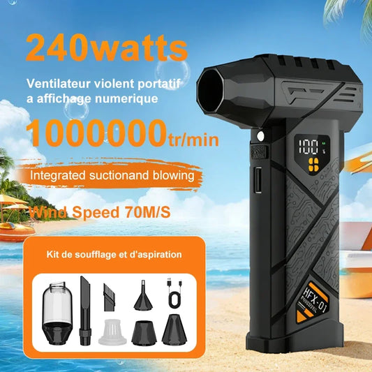1000000 RPM Turbo Jet Air Blower USB Rechargeable With LED Light Power Bank