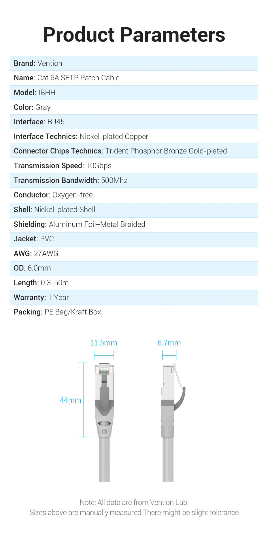 Cat6A Ethernet Cable 10Gbps RJ 45 SFTP Network Cable for PS4 Laptop PC Router ADSL PLC Servo Motor Lan RJ45 Patch Cord