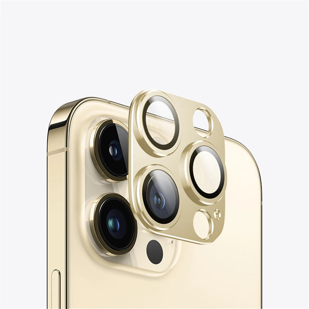 Full Cover Metal Camera Lens Protector on For iPhone 14 Pro Max Plus Tempered Glass For iPhone 11 12 13 Pro Max Mini Metal Film