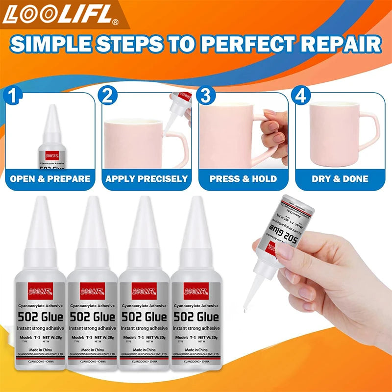 1-5pcs 502 Super Glue, Instant Glue, Quick Drying Cyanoacrylate Glue, Leather, Rubber, Wood, Metal, Glass, Strong Bonding, Liquid Glue Tool, 20ml, Long Lasting Sticky, No Turning White