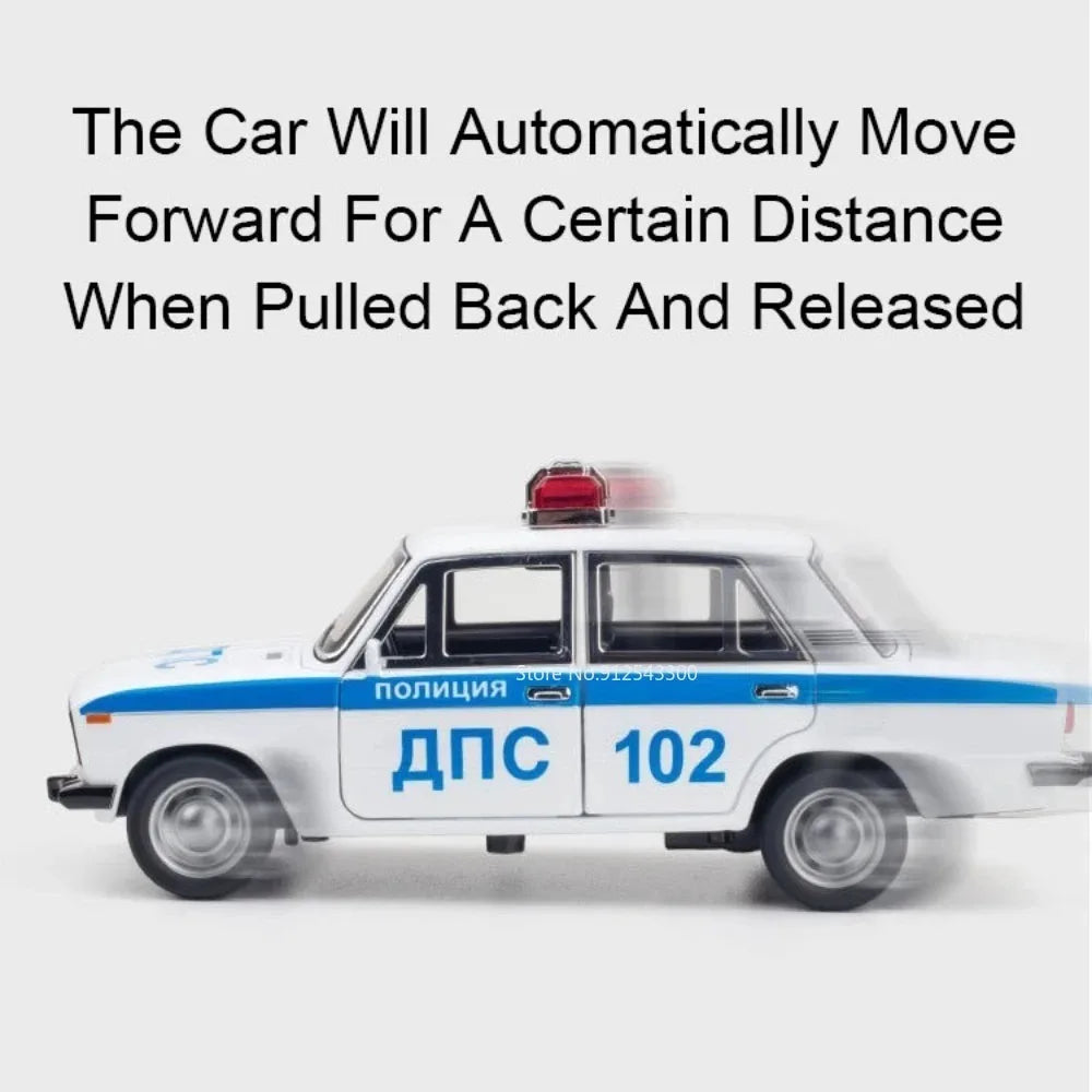 1:24 Scale Special Lada 2106 Police Car Model Toy Alloy Body Rubber Tire Metal Diecast 110 Explosion-proof Vehicle Models
