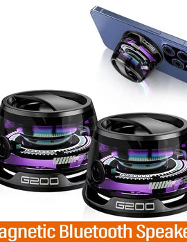 Outdoor Magnetic Bluetooth Speaker Wireless Portable Mini Travel Stereo Speaker with RGB Color Light and Phone Holder for Ios