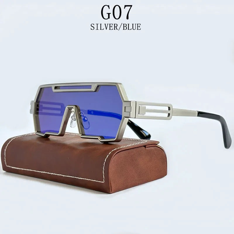 Square Steampunk Metal Sunglasses With UV400 Protection