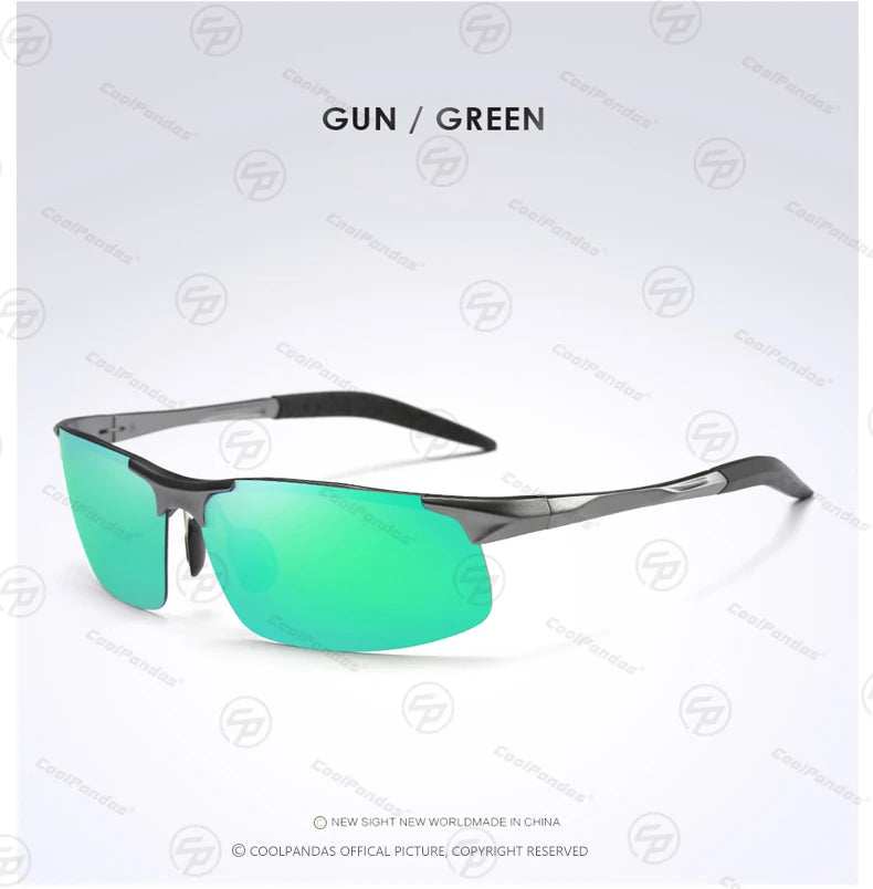 Aluminum Polarized Sunglasses UV400 Anti-Glare Driving Glasses Outdoor Rectangle Shades for Men