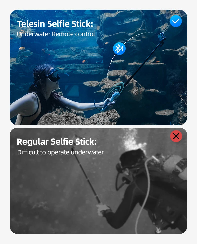 Underwater Bluetooth Selfie Stick with Wireless Remote for GoPro Hero 8 9 10 11 12 13