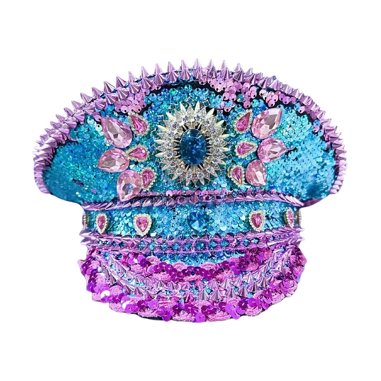 Luxury Festival Rhinestone Captain Hat Military Cap Sergeant Hat Hen Do Hat Mucis Festival Steampunk Caps Fashion Masquerade