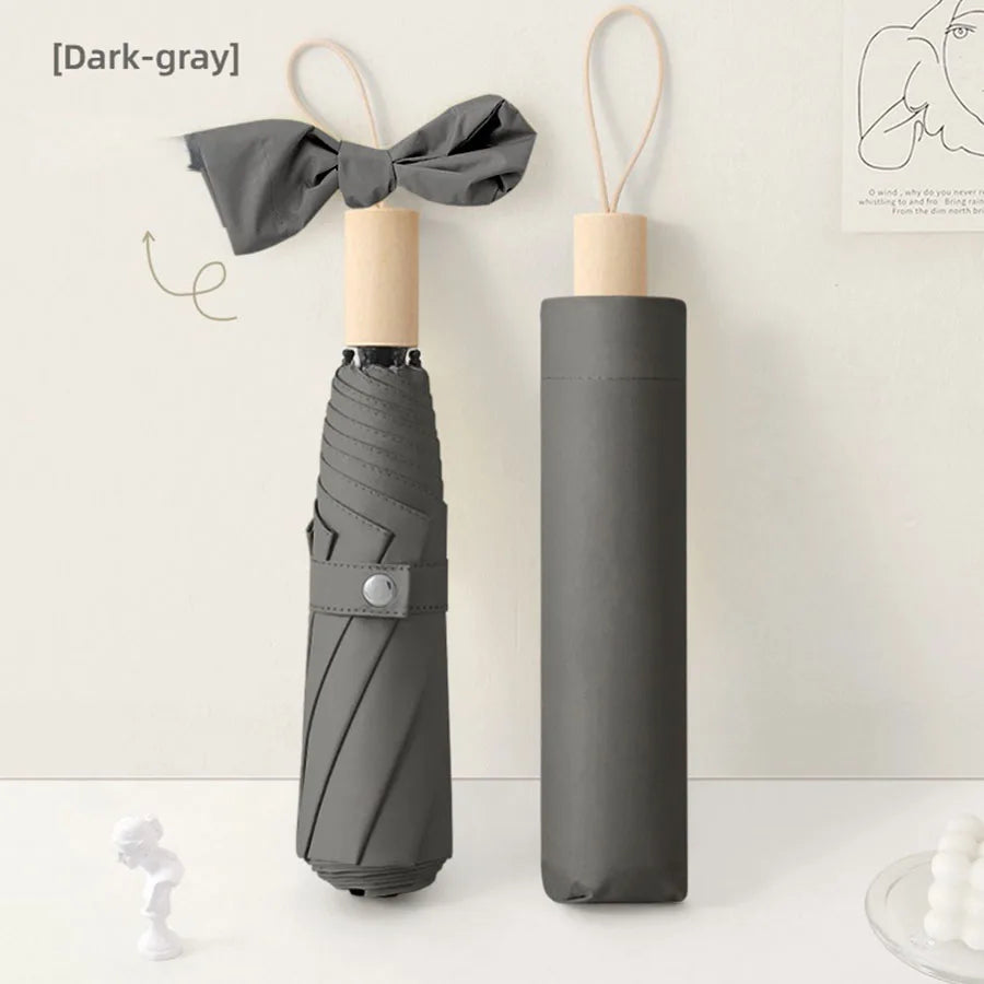 A wooden handle travel camping outdoor sunshade umbrella with high aesthetic value, French retro style umbrella