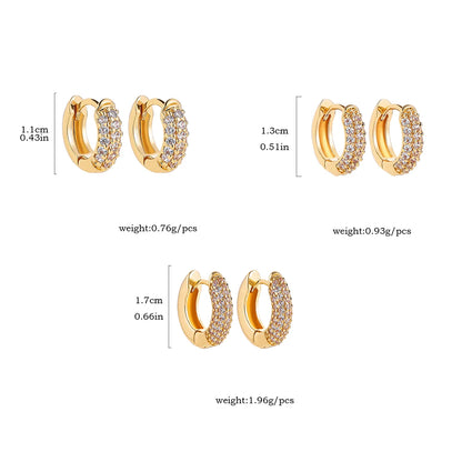 Gold Plated Huggee Earrings with CZ Zircon Thin Ear Hoops Cartilage Earring