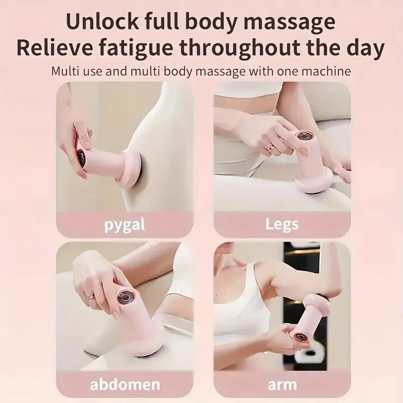 Portable Massage  Multifunctional Massager with 5 Massage Heads USB Charging and Fat Pushing Machine White Suitable for Body