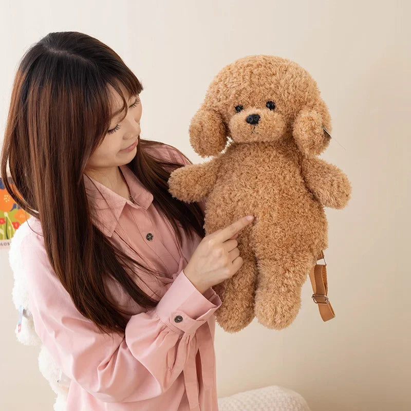 Cute Teddy Dog Plush Backpack Soft Shoulder Bag