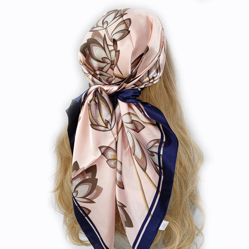 Retro Women Silk Scarf Bandanna Fashion Bohemian Pattern Square Hijab Lady Wrap Headband foulard muffler