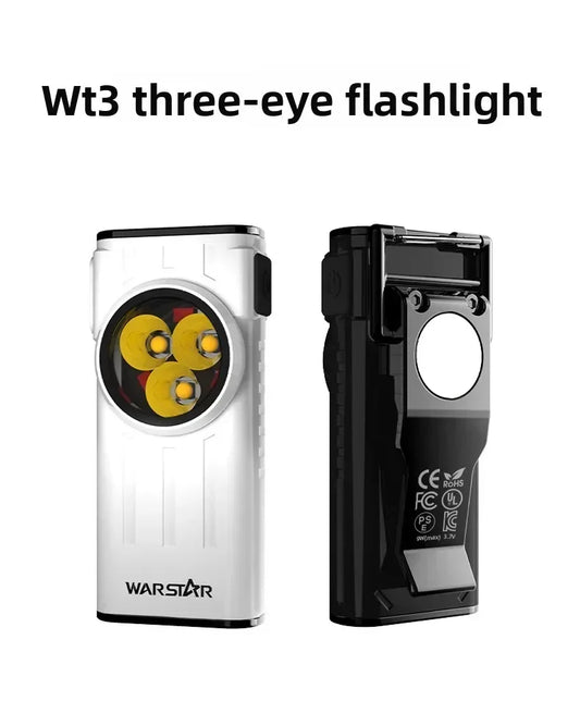 Mini EDC LED Keychain Flashlight Rechargeable Type-C Magnetic Work Light with Red Light Modes