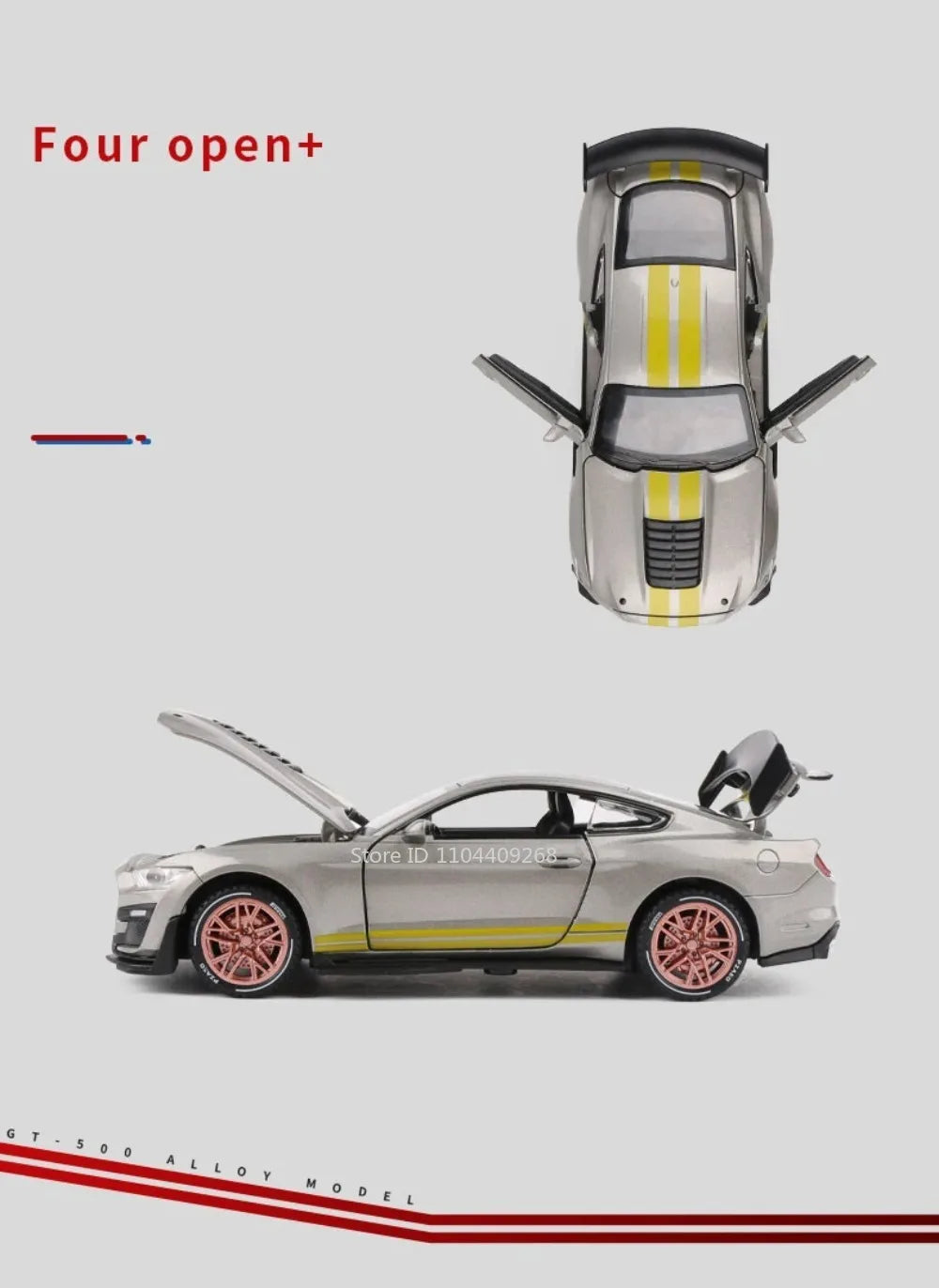 Scale 1:32 Mustang Shelby GT500 F-150 Toy Car Model Alloy Diecast Sound Light Pull Back Vehicle Models Birthday Gifts