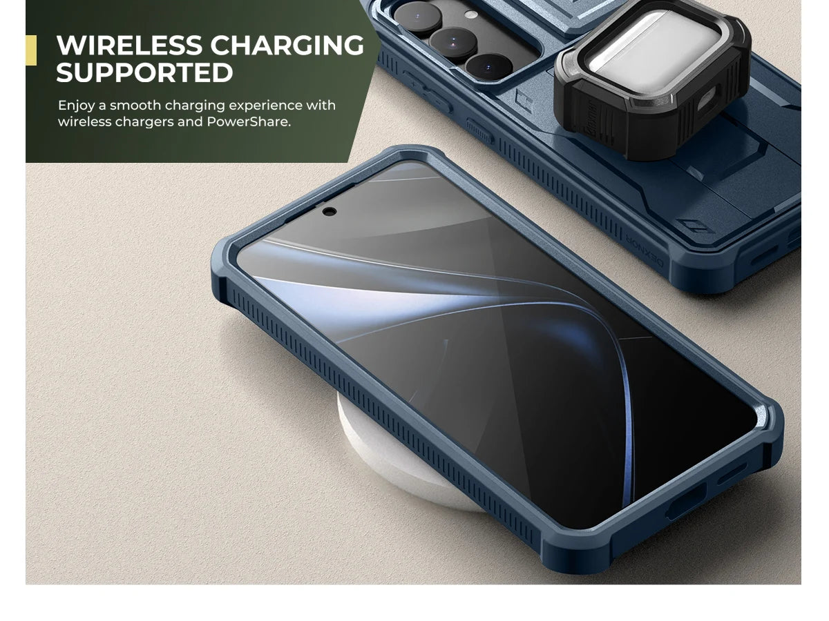 For Samsung Galaxy S25 Plus 2025 Case Full Body Rugged Case with Camera Cover & Built-in Screen Protector Kickstand Case