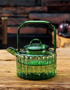 300ml Green Bamboo Shape Glass Teapots With Filter Flower Puer Herbal Tea Brewing Pot Kung Fu Tea Set Teaware