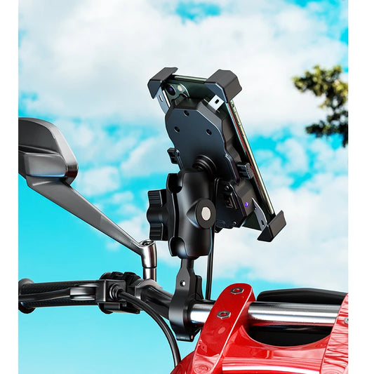 Upgraded Motorcycle Phone Holder 15W Wireless Charger USB QC3.0 Fast Charging Bike Smartphone Stand 360 Cellphone Support