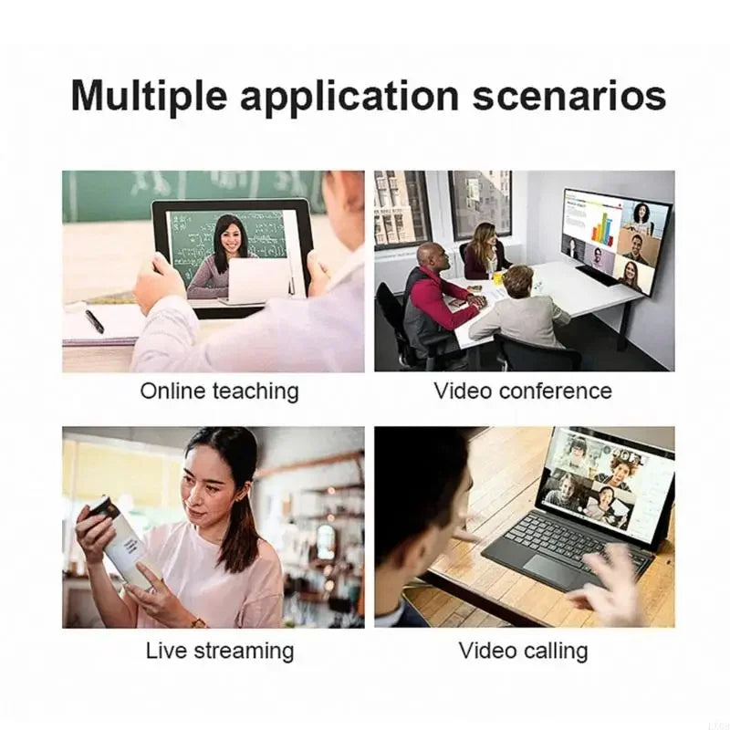 1080P Webcam Live Streaming Fill Light Web Cam for Pc USB Camera Auto Focal 60FPS for Online Study Conference Video Recording