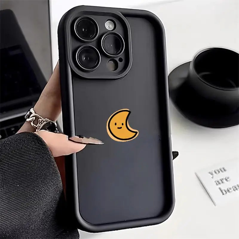 Phone Case For iPhone 17 16 14 15 Pro Max Plus 17Air Minimalist Cartoon Sun Moon Soft TPU Cover