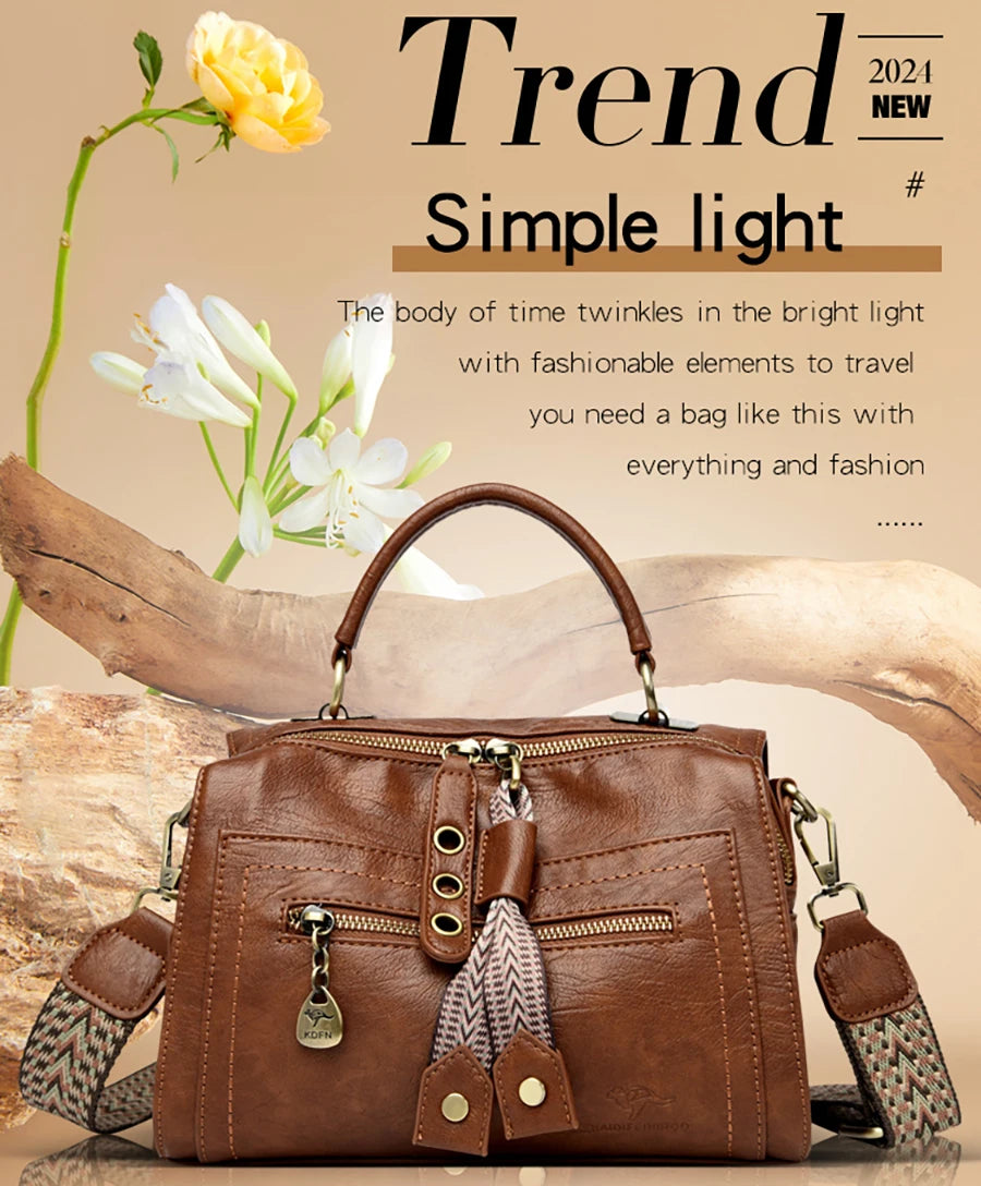 Handbags High Quality Leather Shoulder Bags Designer Solid Color Handbag