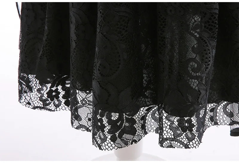 Halloween Witch Dress For Girls Black Evil Queen Cosplay Costume Luxury Lace Ruffles Floor Length Outfits Kids Carnival Frocks