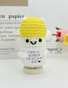 3 Pcs Funny Positive Crochet Sunshine Doll Desktop Ornament Handmade Cheer Emotional Support Positive Sun with Card Home Party Decor
