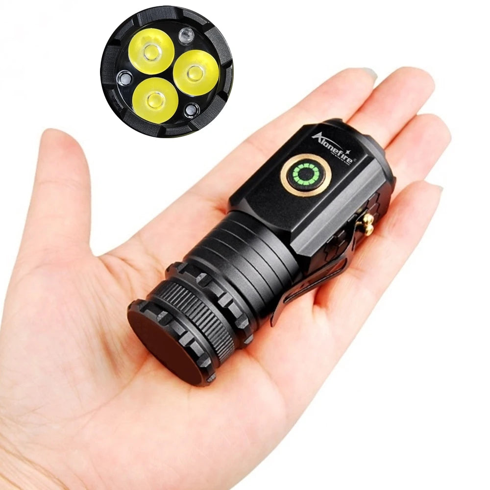 Mini 3 LED Rechargeable Flashlight With Magnetic Base