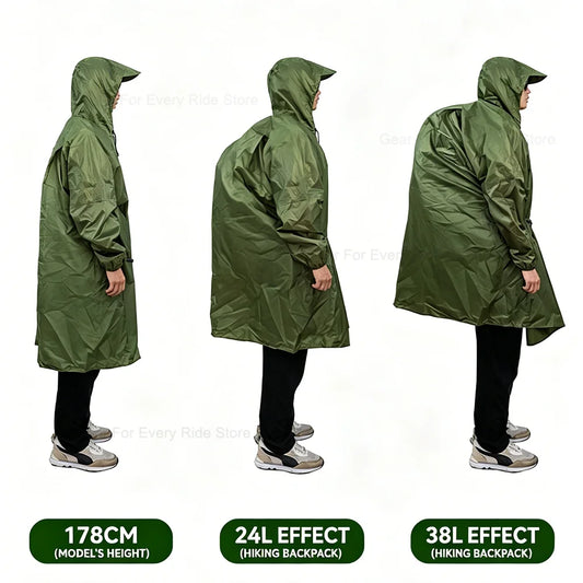 Ultralight Waterproof Zipper Raincoat with Adjustable Hood for Hiking and Camping