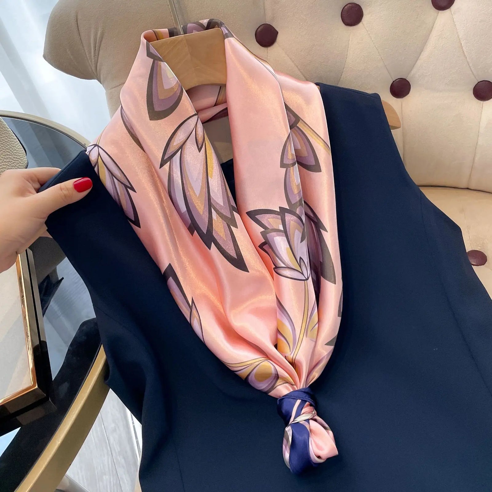 Square Women Scarves Silk Office Ladies Hair Neck Bandanna Headband Foulard Headcloth Muslim Headscarf Female muffler