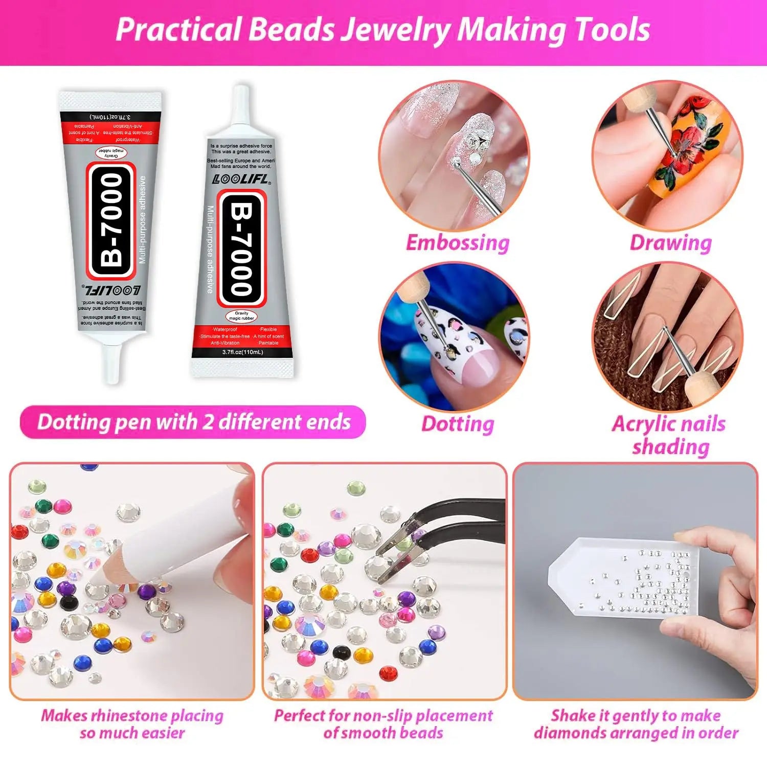 Glue, mobile phone screen glue, suitable for jewellery, house building models, dried flowers, wooden frames, fabrics, cardboard, woolen materials, universal crafts creative soft glue, anti-clogging design , 110ml