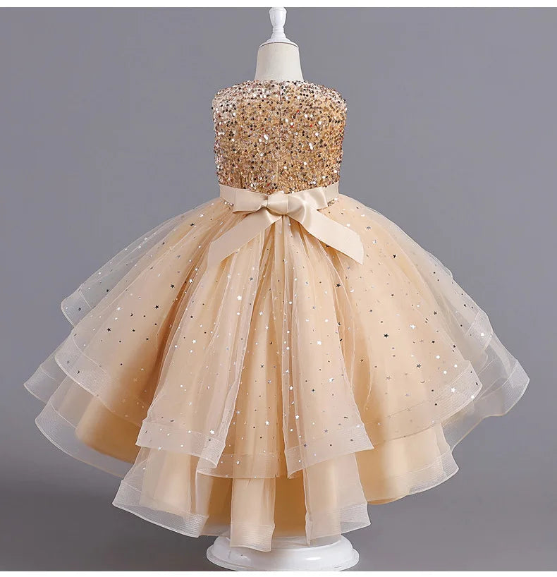 Sleeveless Ball Gown with Train Pageant and Recital Dress