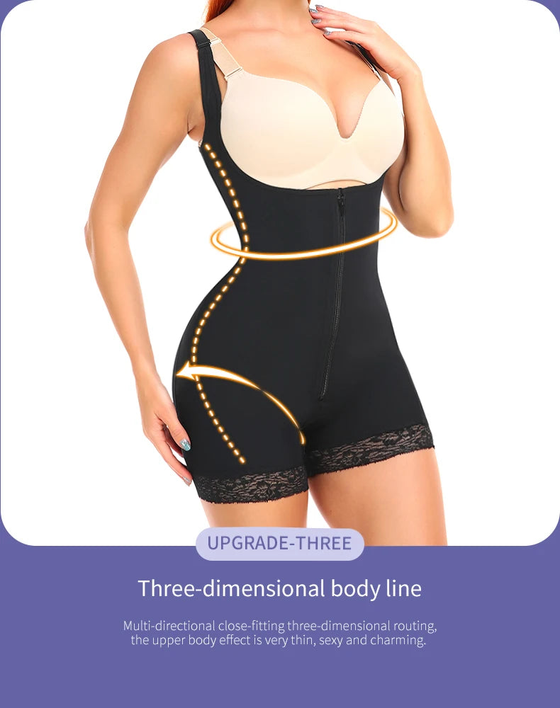 Women's Shapewear Bodysuit  Slimming  Butt Lifter Full Body Shaper Bbl Tummy Control Open Crotch Ziper