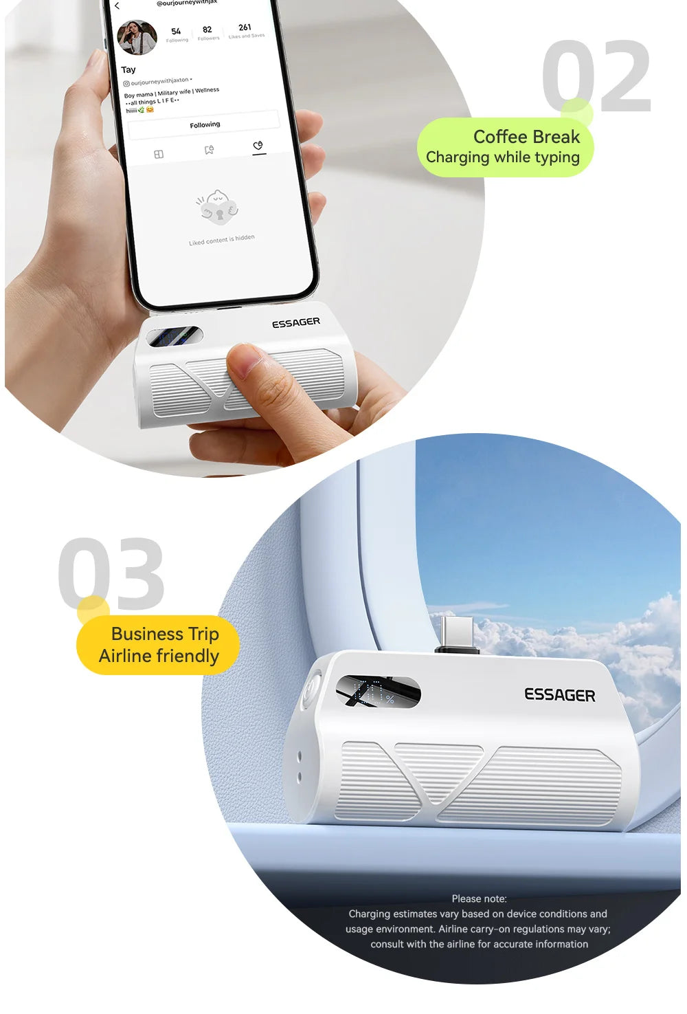 5000mAh Mini Capsule Power Bank 20W PD Fast Charging with Built-in Lightning & USB-C Plug Portable Charger