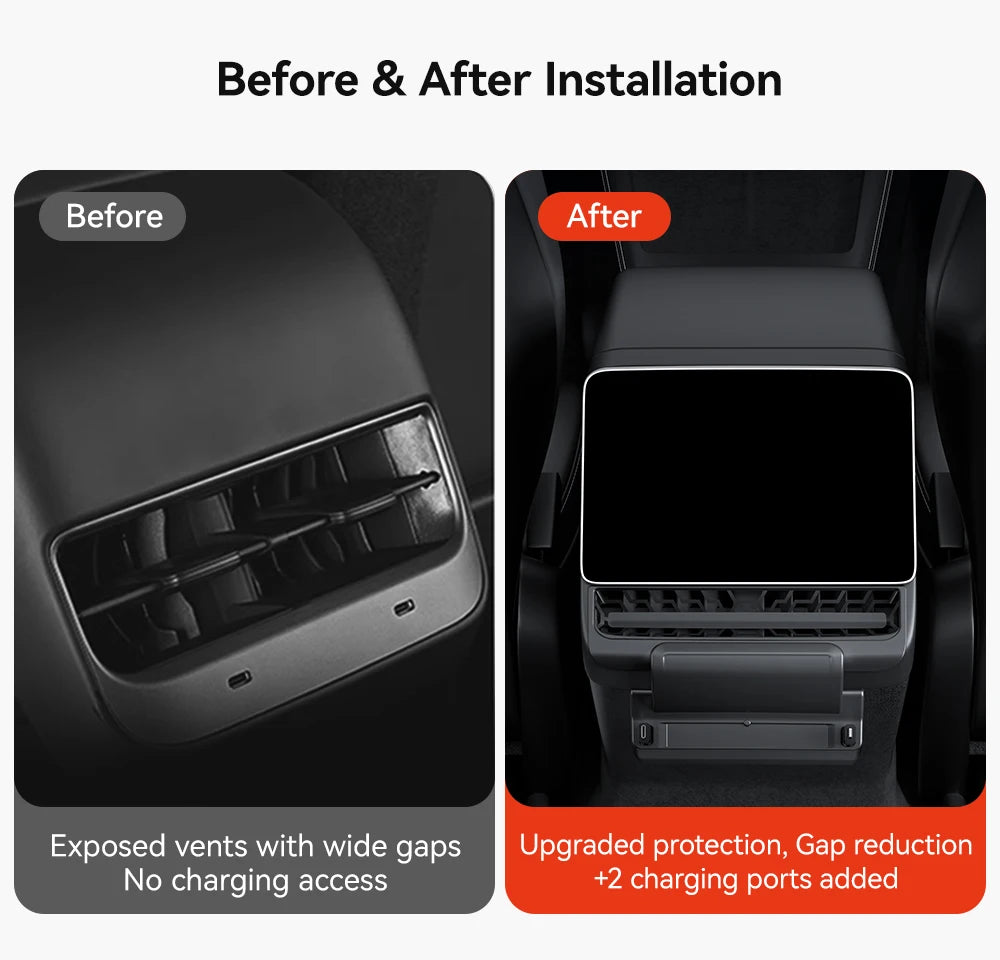 Rear Air Vent USB Hub Fast Charger Docking Station for Tesla Model 3 Highland and Model Y Juniper