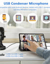 USB Condenser Recording Microphone BY-CM5 Tabletop Real-Time Studio Video Mic for PC iPhone Youtube Livestream Game Podcast
