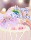 Happy Birthday Sequin Butterfly Cake Topper For Princess Girl Birthday Party Cake Decor Butterflies Wedding Party Decoration