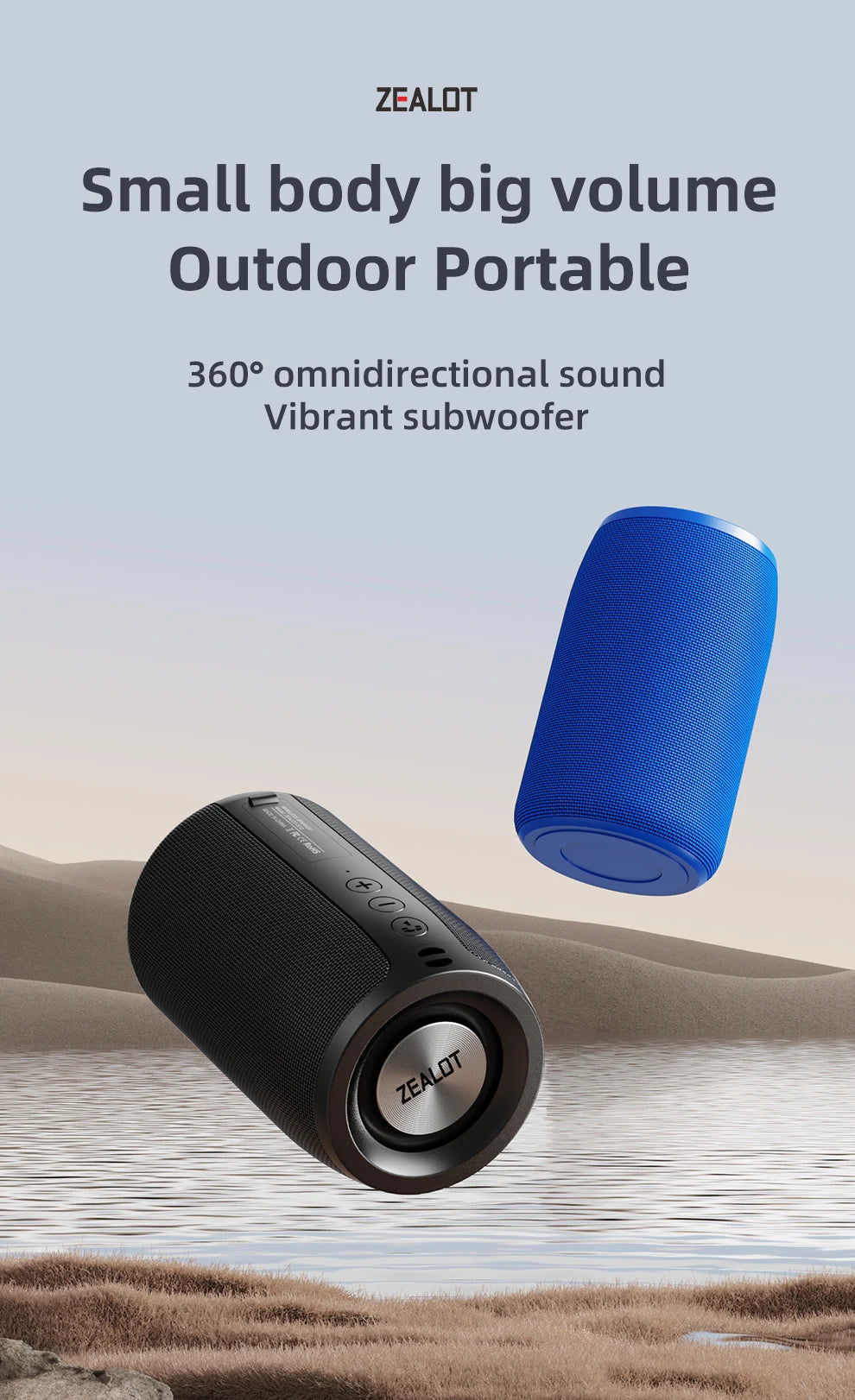 Portable Wireless Speaker Subwoofer Stereo Waterproof Powerful Column Outdoor Speakers Boom Box TF Card & AUX Audio