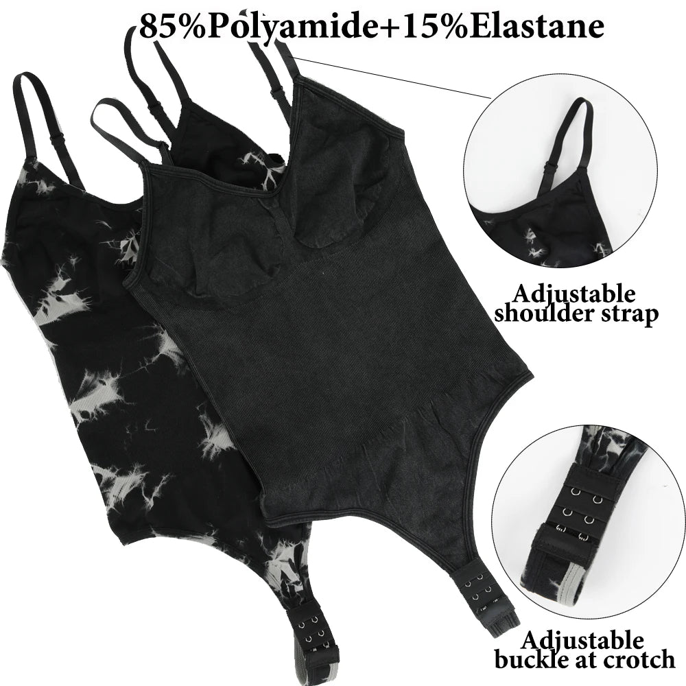Thong Shaping Bodysuit for Women – Tie-Dye Tummy Control Shapewear