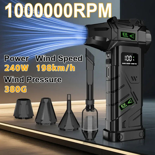 1000000 RPM Turbo Jet Air Blower Cordless Air Duster With LED Light
