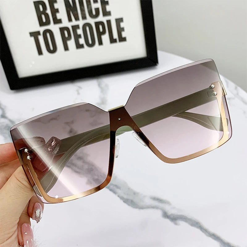 Rimless Sunglasses Women Square Fashion Glasses