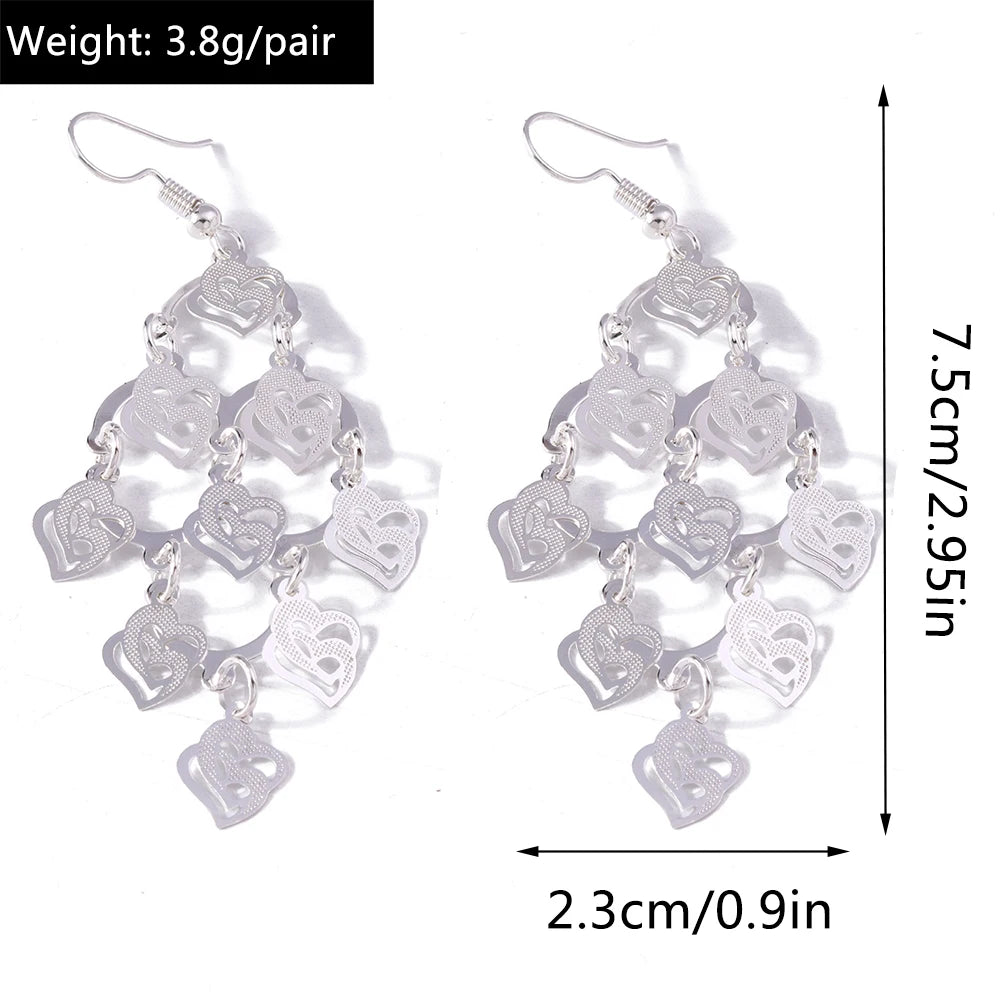 Retro Bright Silver Color Leaf Butterfly Peacock Earrings Tassel Dangle Earrings Jewelry