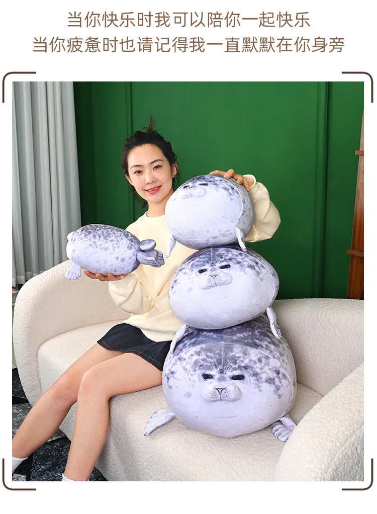 70cm Kawaii Seal Stuffed Animal Seal Plush Toy Soft Cuddly Baby Seal Doll Kids Birthday Gift Plushie Stuffed Animal Pillow