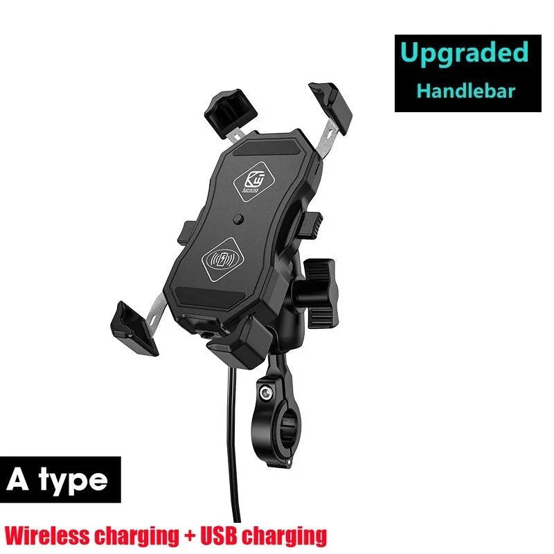 Upgraded Motorcycle Phone Holder 15W Wireless Charger USB QC3.0 Fast Charging Bike Smartphone Stand 360 Cellphone Support