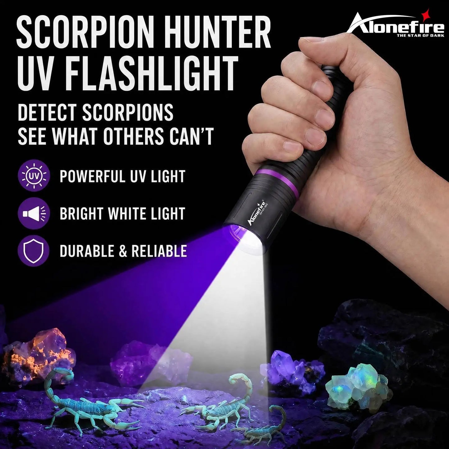 2 In 1 UV White Light Rechargeable Flashlight