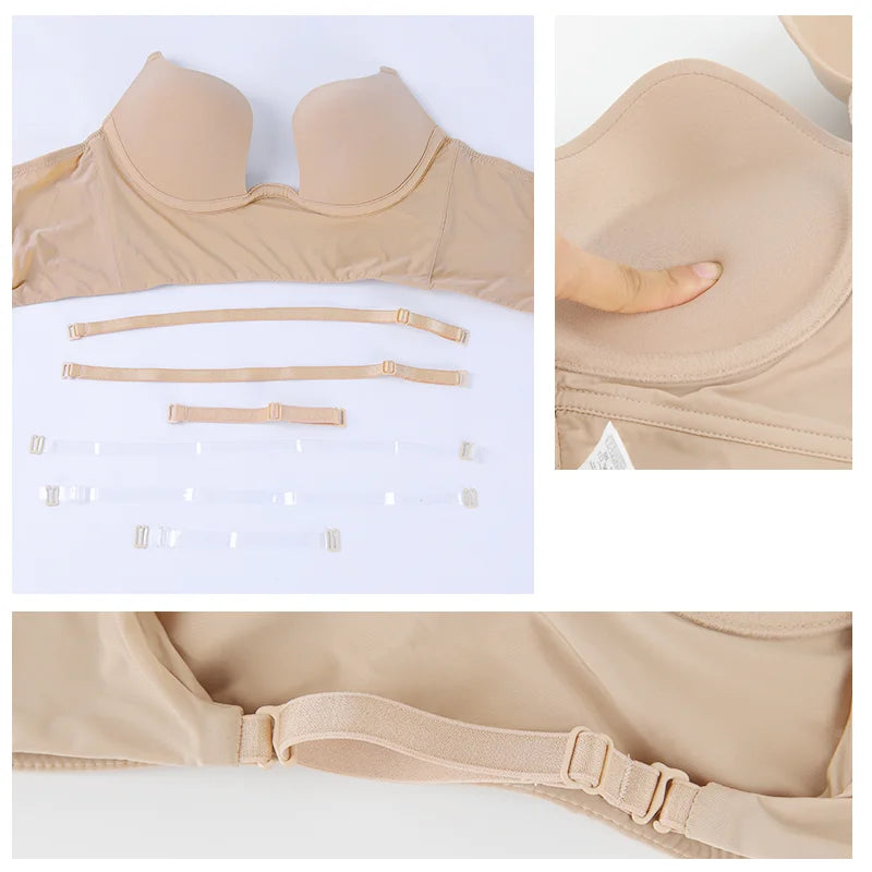 Deep V-Neck Backless Bodysuit Shapewear – Push Up Thong Body Shaper