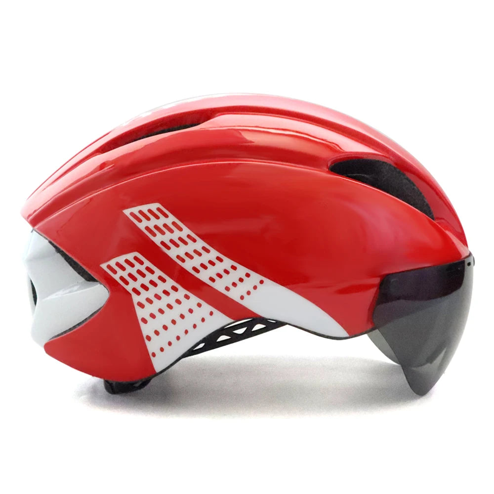 Aero Time Trial Cycling Helmet With Magnetic Lens
