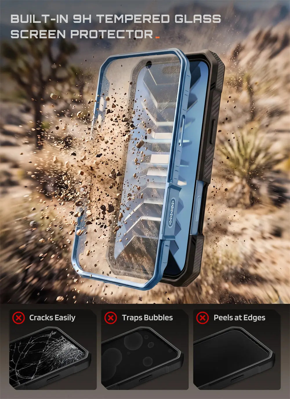 Rugged Magnetic Phone Case with Tempered Glass Screen Protector and Aluminium Kickstand for iPhone 17 Pro Max and iPhone 18 Pro Max