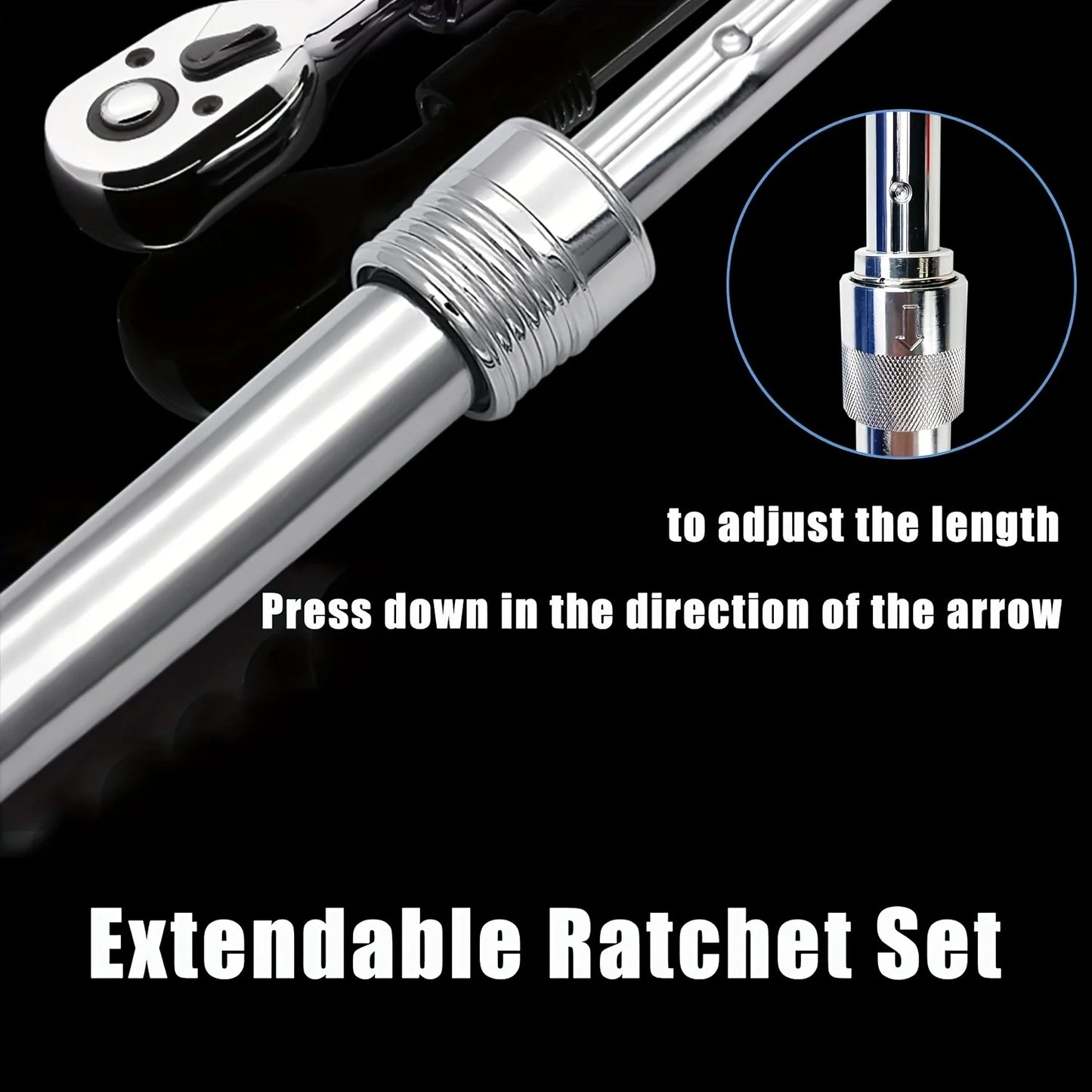 1/4" 3/8" 1/2" Drive Ratchet Handle Wrench 72-Tooth Quick-Release Reversible Extendable Socket Wrench Tool