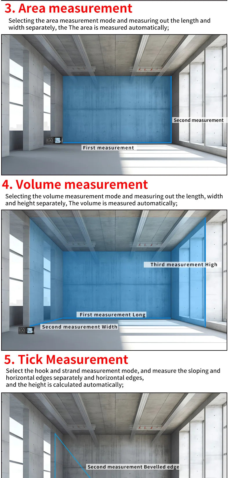 120M Smart Laser Distance Meter Measure Infrared Rangefinder USB Rechargeable Handheld Portable Laser Range Finder Tools